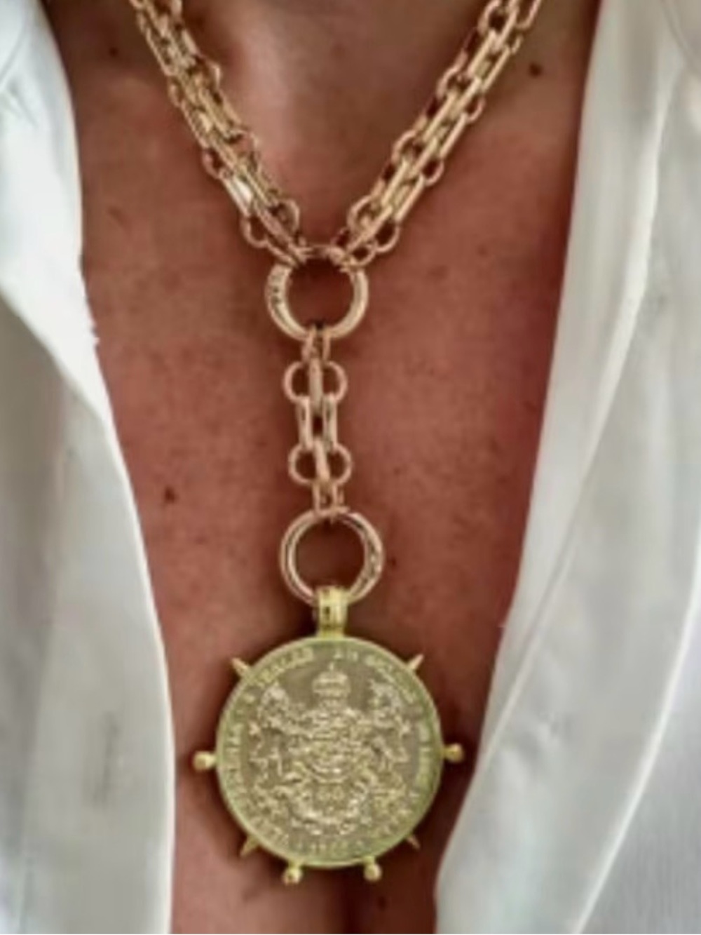 Gold-Tone Medallion Pendant Necklace - Women Jewelry